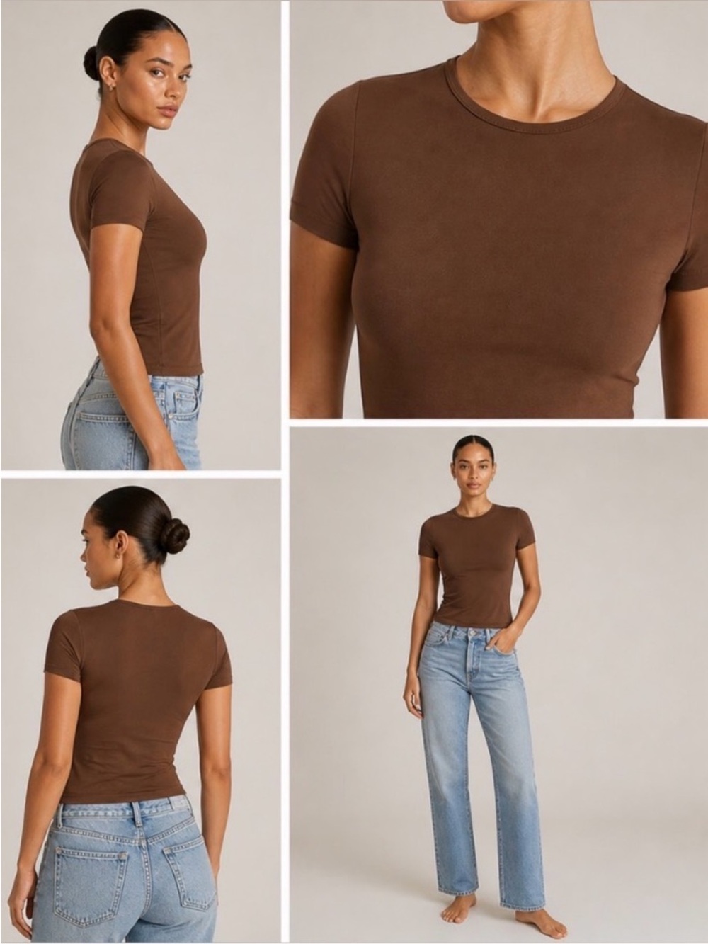 SKIMS Smoothing Tee in Mocha. Size: Medium. Excellent condition 🤎